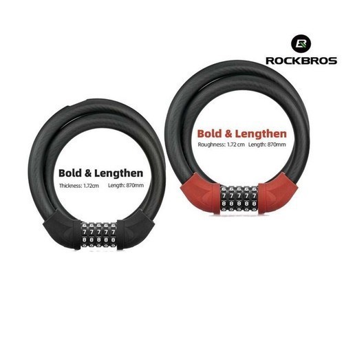 GEMBOK SEPEDA ROCKBROS RKS870 KUNCI KOMBINASI BIKE LOCK CHAIN 5 DIGIT