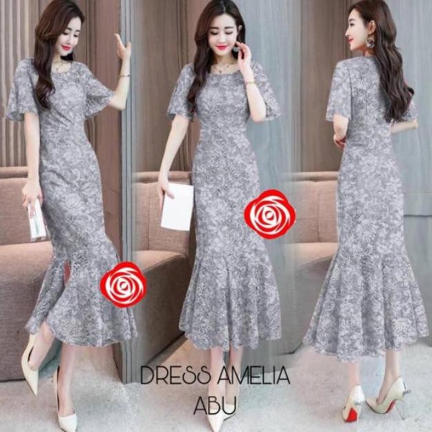 jku DRES AMELIA JUMBO/DRESS AMELIA/ungu lilac/DRESS MERMAID BRUKAT DUYUNG DRESS BRUKAT PESTA DRESS P