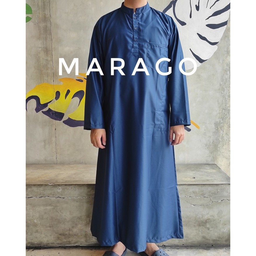 Jubah pria Gamis Jubah Pria TOYOBO PREMIUM ADEM Biru Tua Navy Donker Dongker Nevi - L terkini premiu
