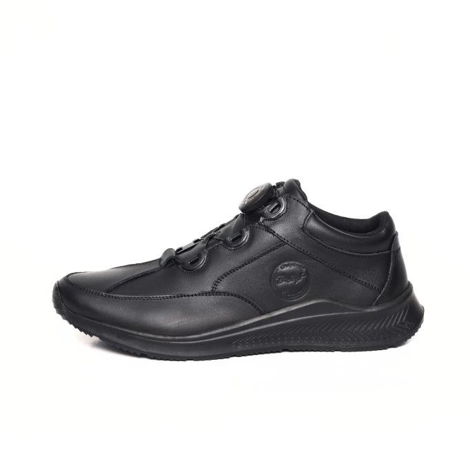 tali - bradleys theo tp full black - sepatu kulit casual sneakers formal pria dengan sistem tali put