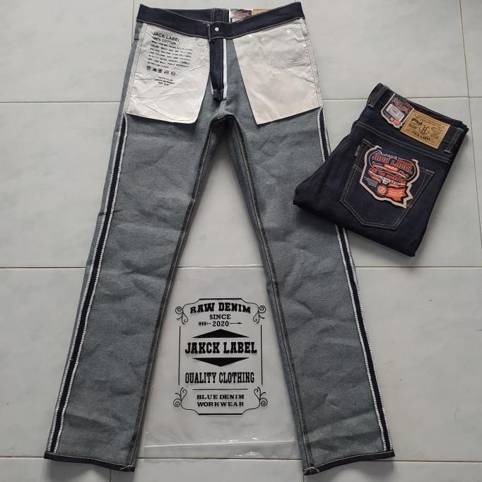 Limited Celana Jeans Denim Selvedge Jack Label Original Black Indigo 14 Oz Fashion 2024