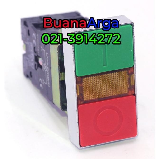 

Double Push Button with Lamp 220 VAC LAY5-BW8565 | Diameter 22