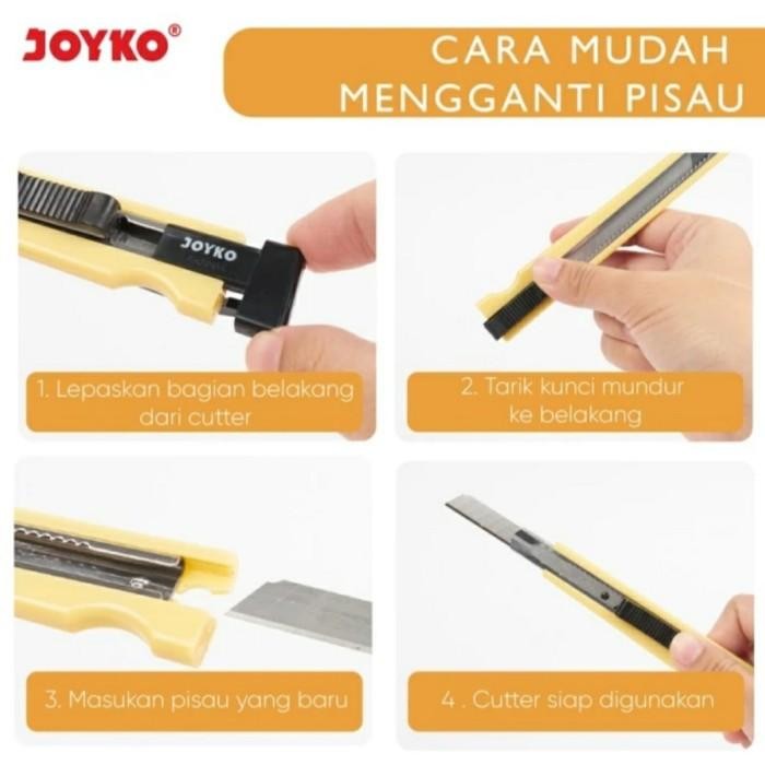 

(Dus) Cutter Joyko Kecil A-300A (1 Box Isi 12 Pcs) Autolock A300A