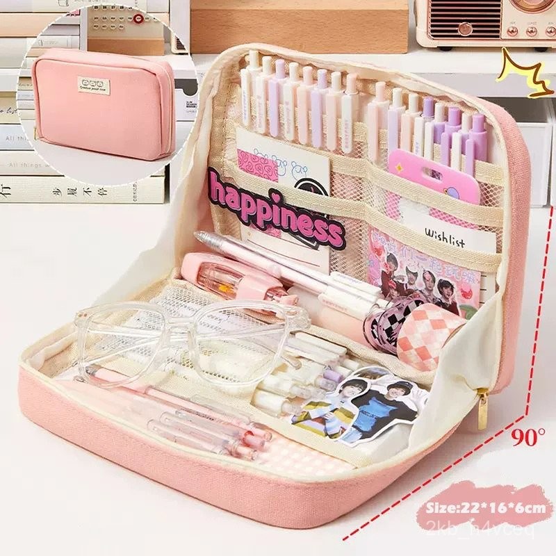 

Large Capacity Pencil Case Kawaii Pencil Boxes For Girls Cute Korean Stationery School Supplies Pen Pouch Organizer UXBD