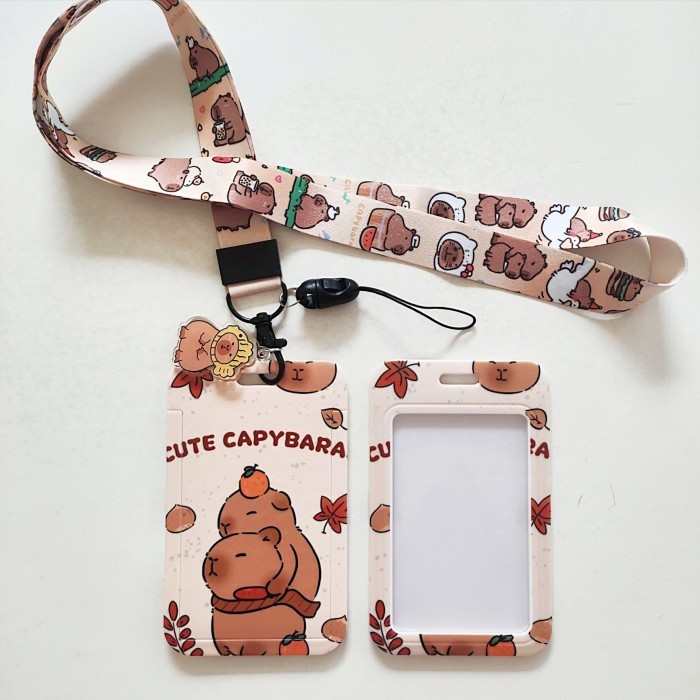 

Sale Id Card Holder Name Tag Lanyard / Kalung Wadah Kartu Identitas Tapping Cute Capybara Kapibara