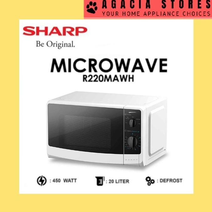 TERMURAH - Oven Sharp R220MAWH Microwave Listrik Low Watt 20Liter Sharp R220MAWH