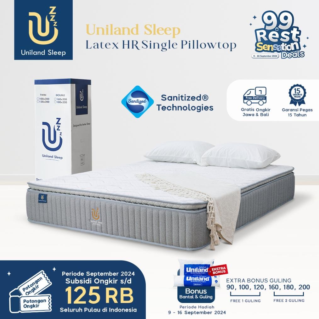 Uniland Sleep Kasur Pocket Spring Latex HR Single Pillowtop 30cm