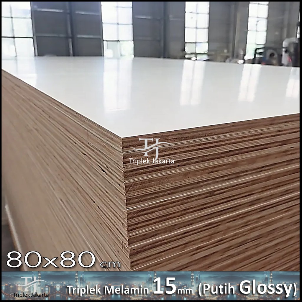 Melamin Glossy 15mm 80x80 cm  | Triplek Melamin Putih GLOSSY 1 Muka | 15 mm 80x80cm