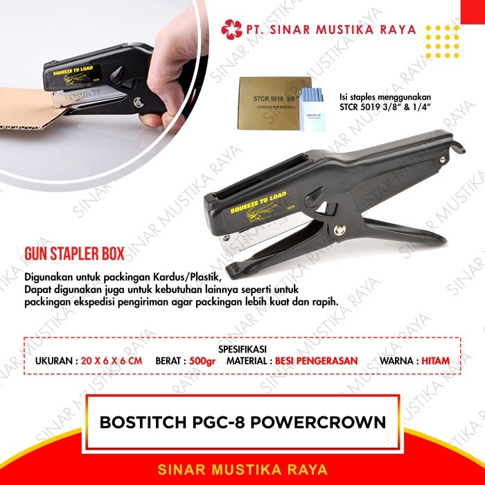 

Bostitch P6C-8 Powercrown Gun Stapler Box Doc Packingan Kardus Plastik