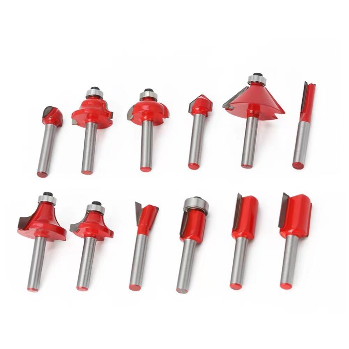 Router bit set 12 pcs mata profil kayu set 12 picis router bit set 1/4" mata ukir kayu set mata