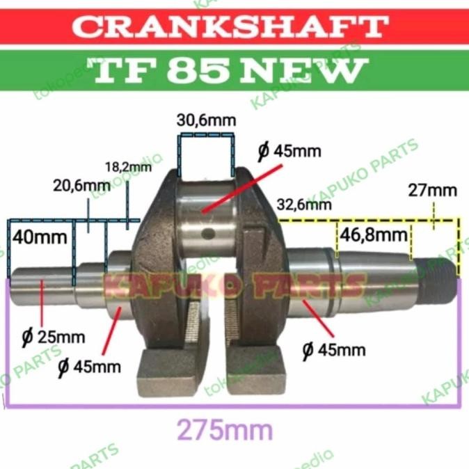 Tf 85 Mly Crankshaft Untuk Mesin Diesel Yanmar 8.5 Pk