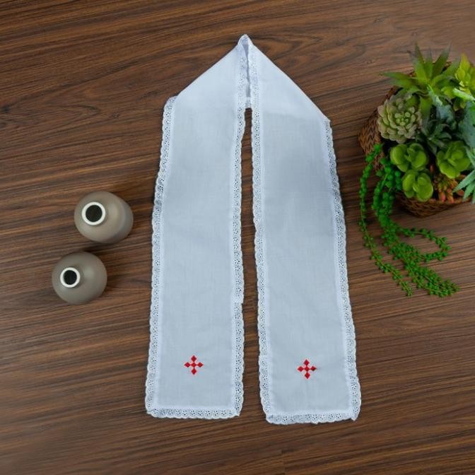 {{{{}}] Stola / Samir Baptis Dewasa Bordir Kain Syal Putih Baptis Katolik