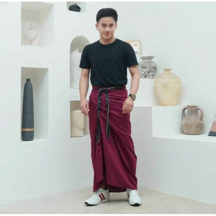 Sarung SARUNG SRIKANDI & SENOPATI PANT pria wanita sarung rok li - marun kekinian