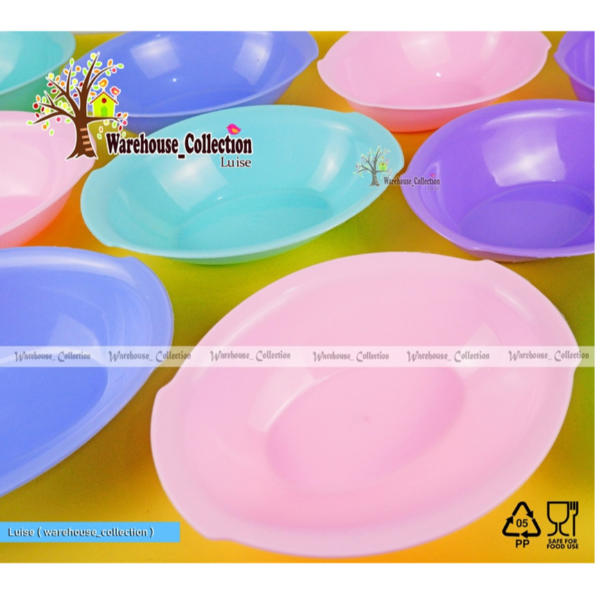 Adaajaa (12 PCS) MANGKOK PLASTIK OVAL PASTEL MANGKOK CANTIK CORNEL 338 MANGKOK PLASTIK TEBAL