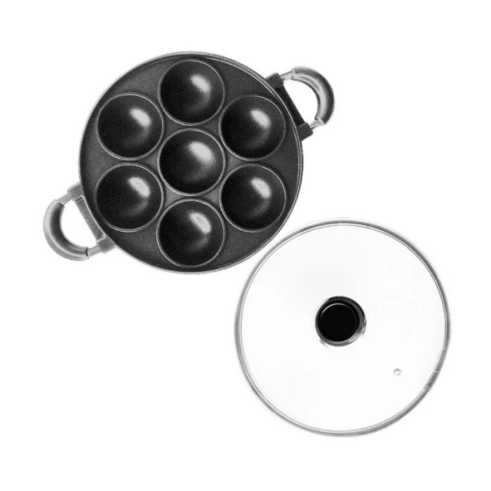 Adaa Cetakan 7 Lubang Cekung Serabi / Cara Bikang Anti Lengket + Tutup Kaca