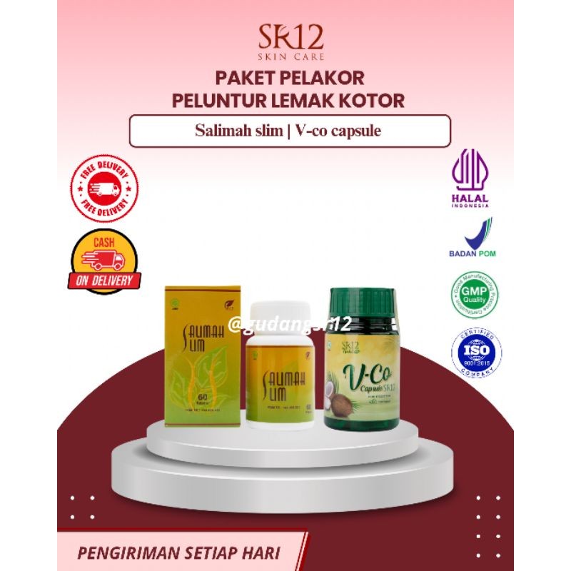 Paket Pelakor Peruntuk Lemak Kotor Obat Pelangsing Herbal Salimah Slim SR12 Vco Oil