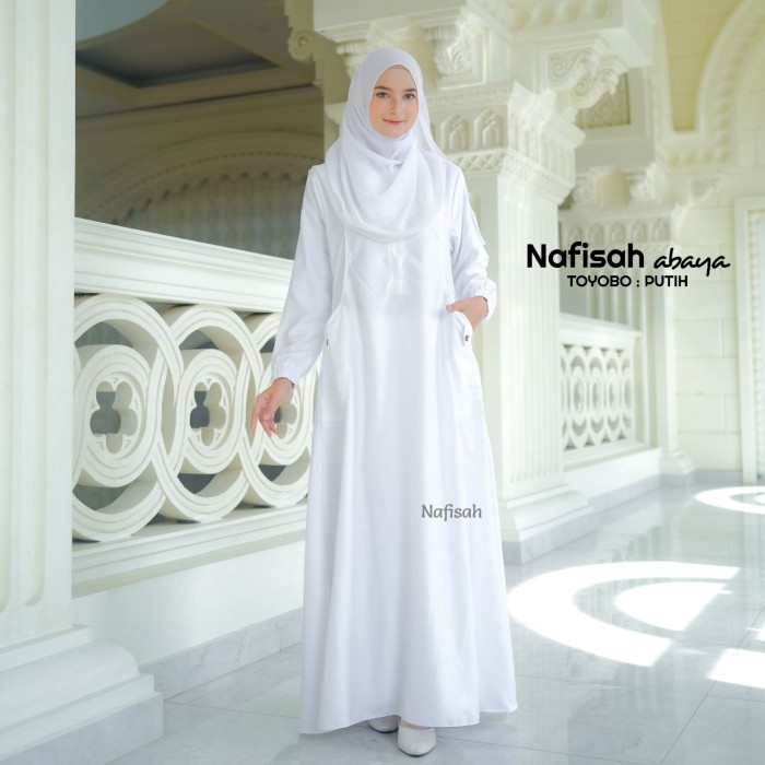 New gamis putih wanita bahan toyobo original / gamis umroh / nafisah abaya - Nafisah Putih, S