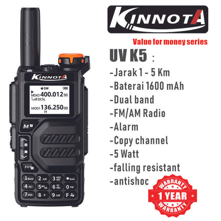 Walkie talkie HT Kinnota K5 dual band 5 watt