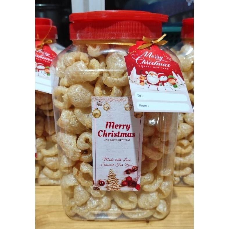 

ton hampers imlek hampers natal kerupuk kulit babi kerupuk babi toples 4liter +/- 380gr