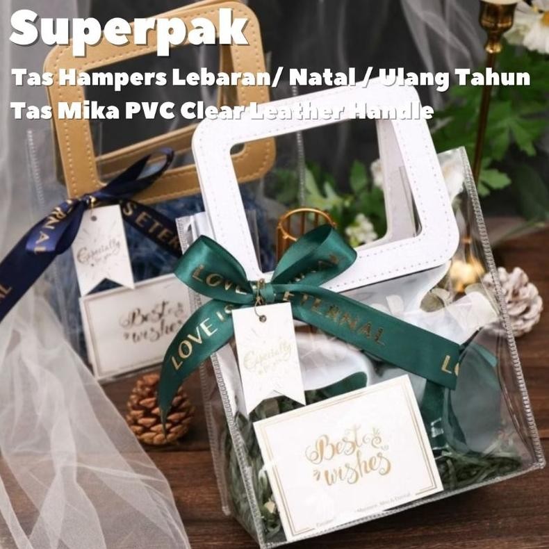 

ton [ grosir per 10 pcs ] tas ka pvc clear bening / tas hampers souvenir goodie bag ulang tahun lebaran imlek natal preum