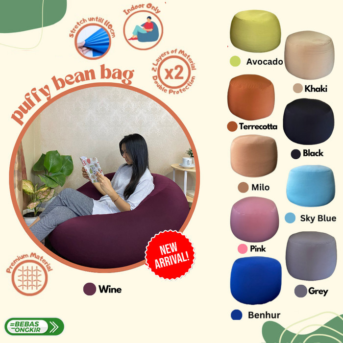 BEAN BAG / PUFFY BEAN BAG / BEAN BAG PLUS ISI/SQUISHY BEAN BAG - WINE