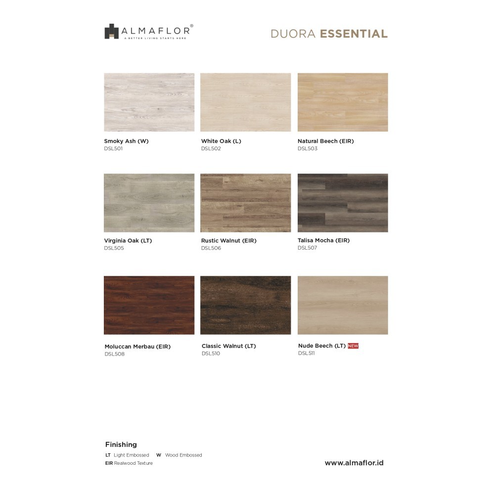 Lantai Kayu Almafloor SPC Duora Essential Per Box isi 2.5 m2 Murah