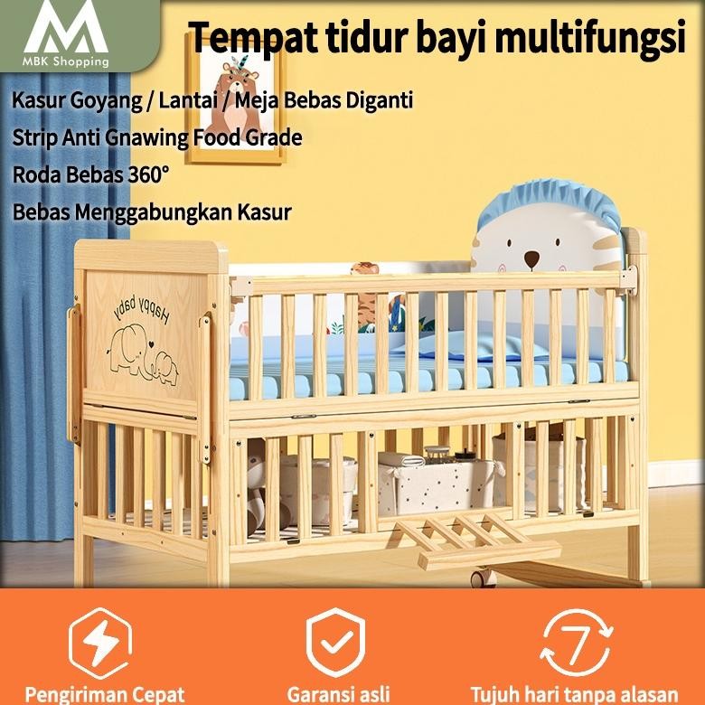 MBK Ready stockTempat tidur bayi kayu /Tempat Tidur bayi set lengkap/bok bayi tempat tidu/Tempat tid