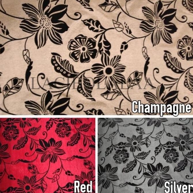 TERSEDIA BAHAN KAIN BELUDRU BLUDRU SOFA / JOK / KURSI MOTIF BUNGA KEMBANG - MALAGA