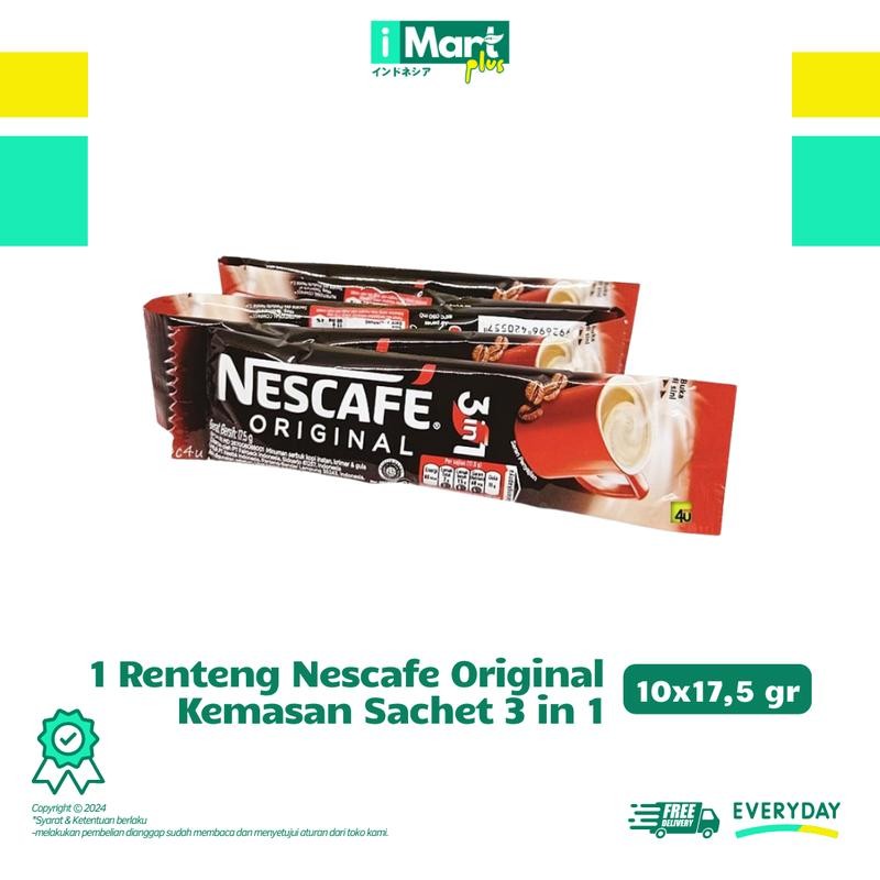 

NESCAFÉ Original Sachet 3in1 1 Renteng isi (10 pcs) 17.5gr - Kopi Instan nescafe classic nescafe - Coffe, Coffee Bubuk Robusta Air Susu