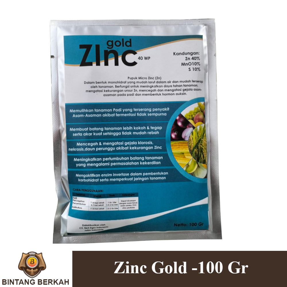 Zinc Gold 100 Gram Top Zink Pupuk Zinc Pupuk Asem Asemen Padi Pertanian