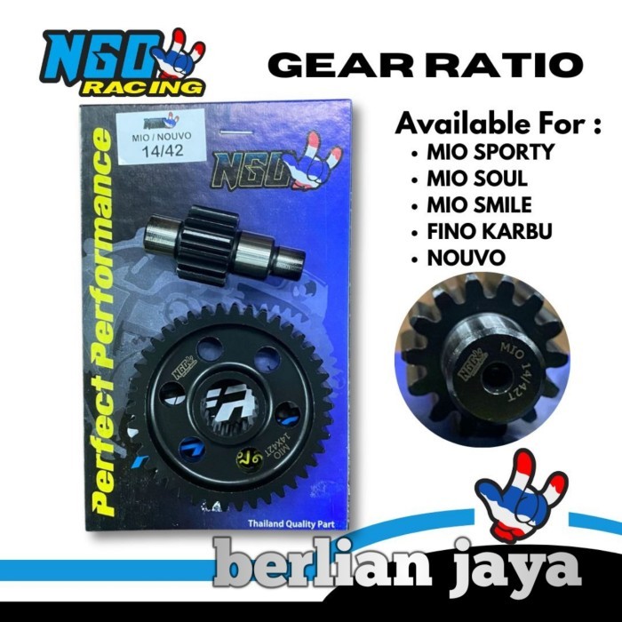 gigi rasio/gear box NGO racing Thailand uk 14/39-14/40-14/41-14/42 buat motor mio sporty/mio