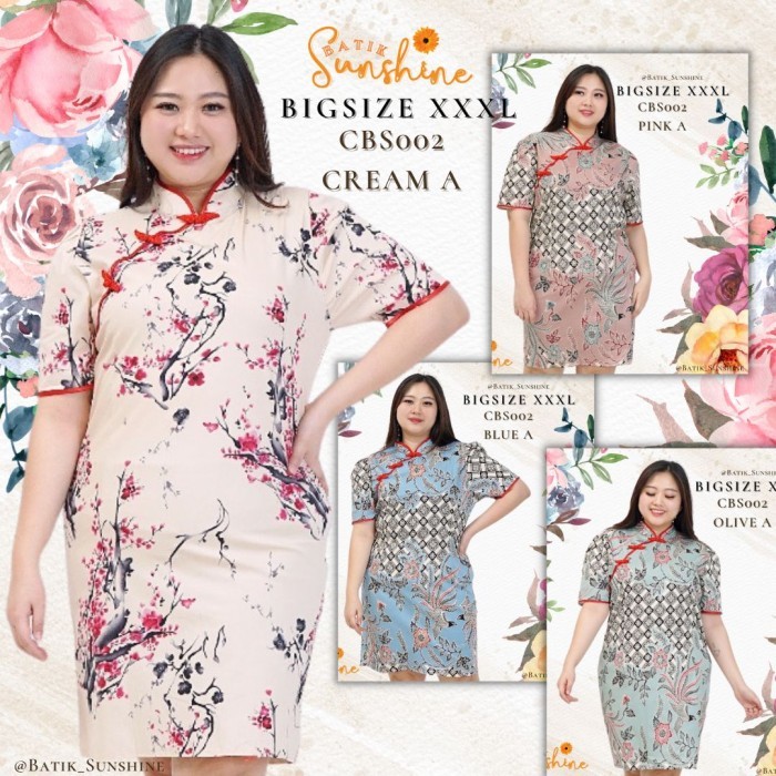 Lellay - Cheongsam Sangjit Dress Batik Wanita Size Xxxl/Jumbo/Big Size Cbs002(3