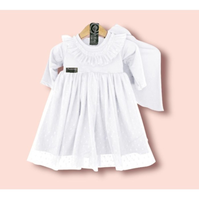 PROMO Bubble Kids - Gamis Anak Tutu Tile Doty Newborn 0-4 Tahun Sage - Putih, S (0-1 Tahun)