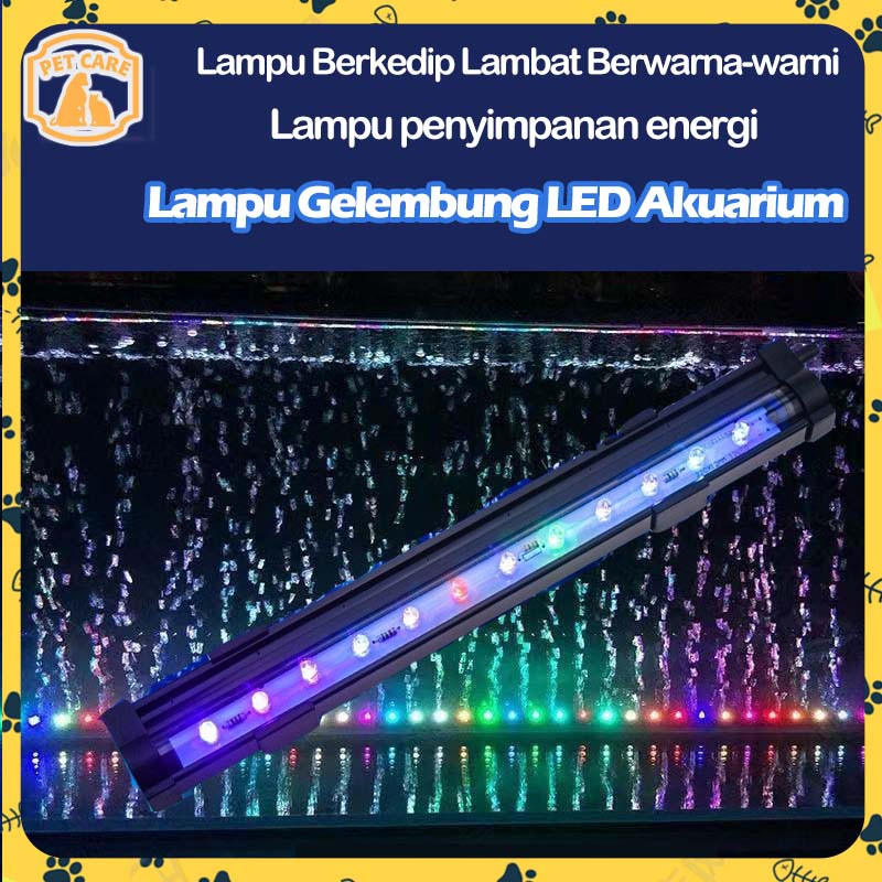 Lampu Led Celup Aquarium Aquascape Akuarium Ukuran 15-80Cm 3 Warna Lampu Gelembung