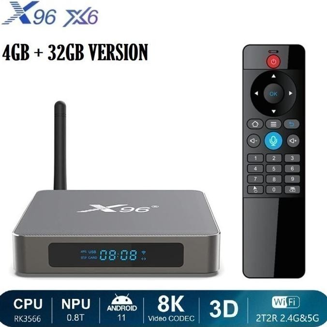 X96 X6 - Android 11 Smart TV Box 8K UHD - RAM 4GB ROM 32GB