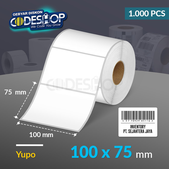 

Label Stiker Yupo 100x75 mm Codeshop 1 Line Core 1 Inch Isi 1000 Pcs