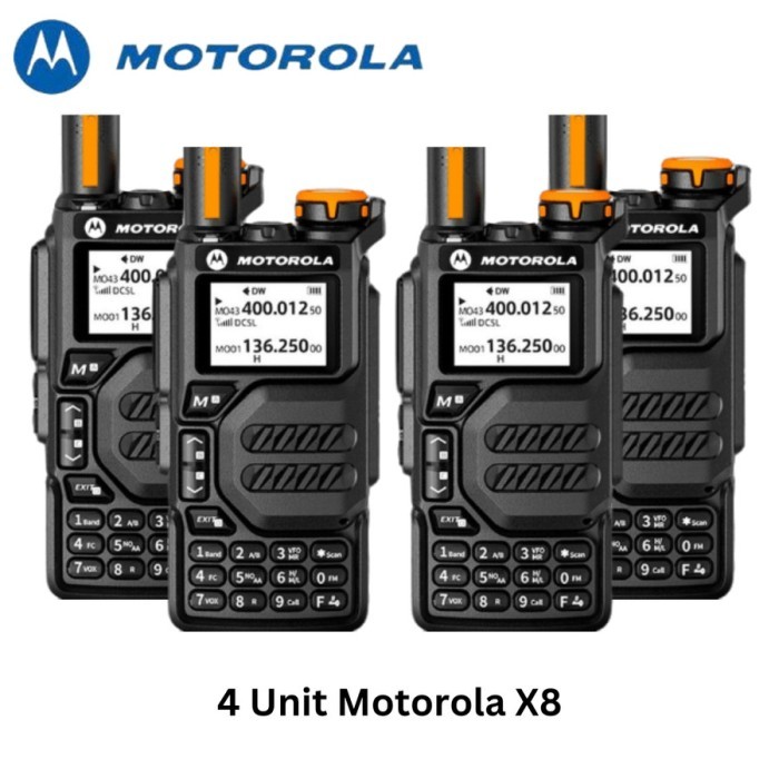 Paket 4 Unit HT X8 Handy Talkie Motorola X8 Dualband HT Waterproof IP57
