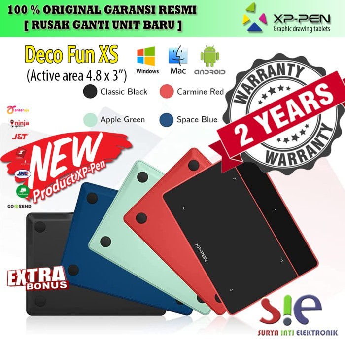 XP-PEN Deco Fun XS - Graphic Drawing Tablet Murah - Grs 2 Thn (Polos)