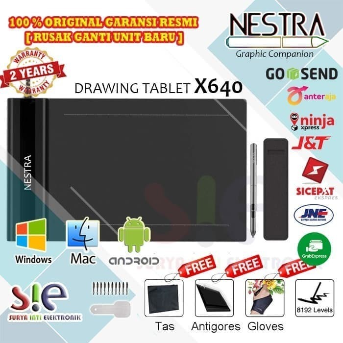 Veikk S640 - Nestra S 640 drawing pen tablet support android Garansi