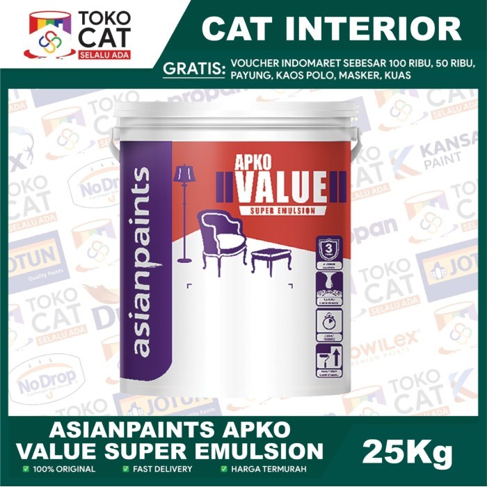 CAT TEMBOK ASIAN PAINT APKO VALUE SUPER EMULSION INTERIOR 25 KG