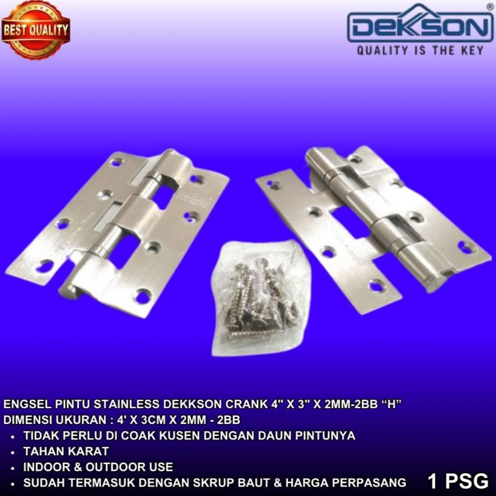 RK JAYA ALUMUNIUM Engsel Kupu Kupu Stainless Dekkson Size 4x3x2mm Model H - Harga Perset isi 2pcs "