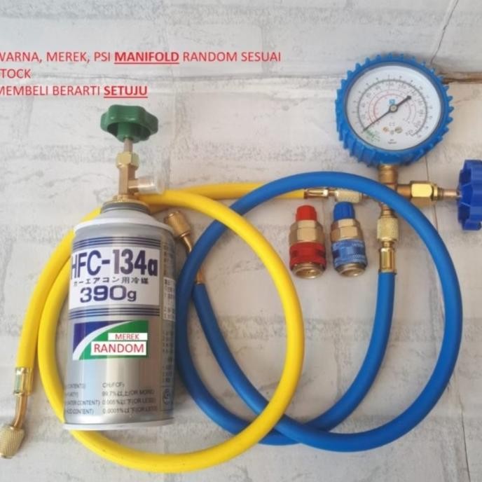 Paket Lengkap Isi Tambah Ac Mobil Kulkas Freon Manifold Selang R134A Original Dan Terpercaya