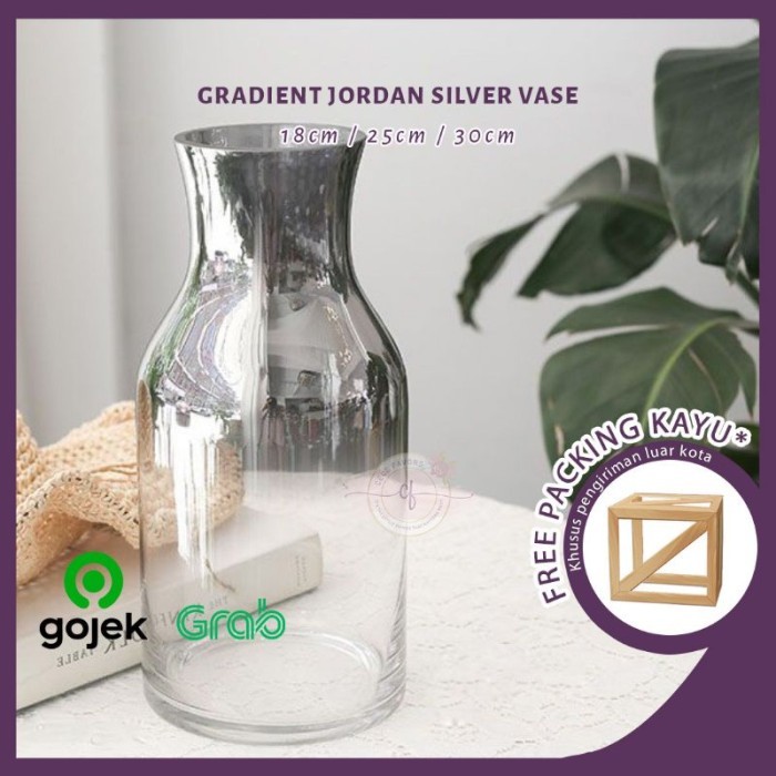 >*>*>*>*] Vas Bunga Kaca Dekorasi Meja Lamaran Wedding Jordan Silver Vase