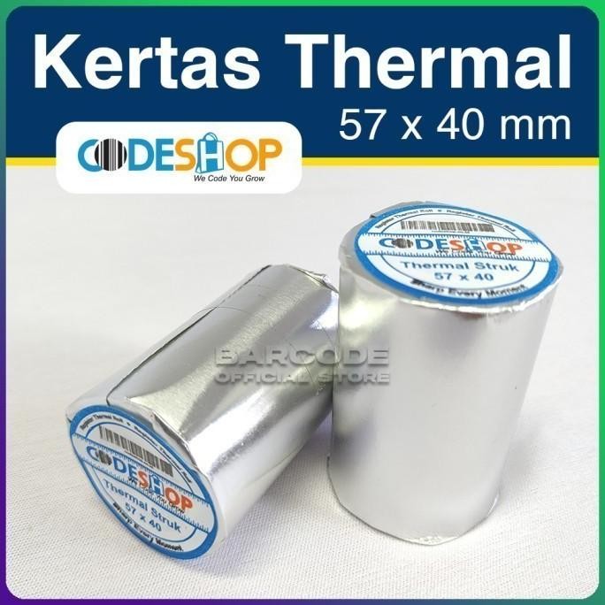 

KERTAS THERMAL PRINTER BLUETOOTH CODESHOP 58X40 / 57X40 MM (1 DUS)