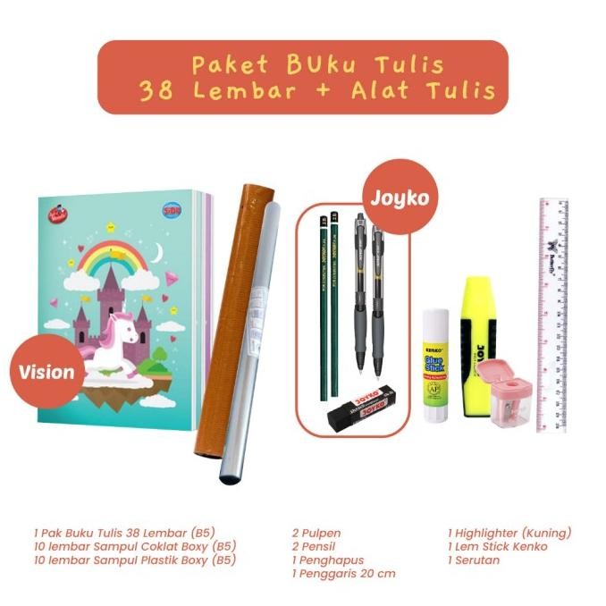

Paket Lengkap Buku Tulis 38 Lembar Alat Tulis Kantor Sampul Plstk Cklt 2112