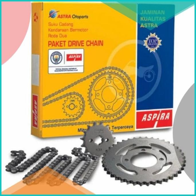 GEAR SET GIR SET+RANTAI ASPIRA KPH MOTOR HONDA SUPRA X 125 FI KARISMA