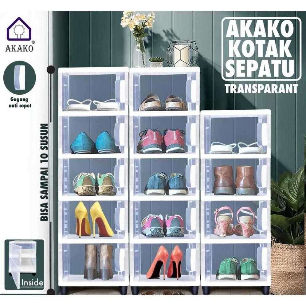 Rak Sepatu Plastik Akako Lemari Plastik Bening Kotak Sepatu Akako