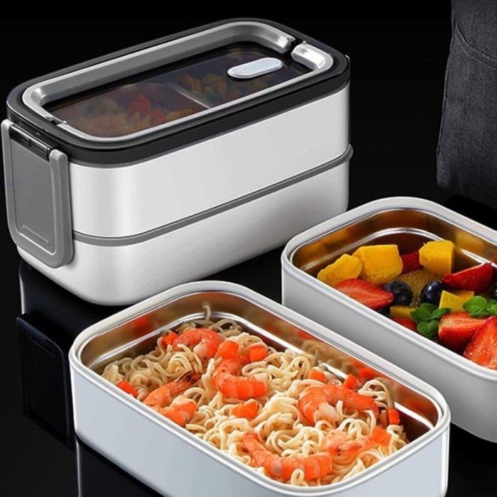 BERKUALITAS Tempat Box Bekal Makan Kotak Wadah Makanan Stainless Steel