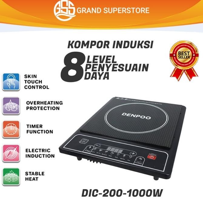 Kompor Listrik Induksi Denpoo Push Buttom Low Watt DIC 200-1000 [terbaik]