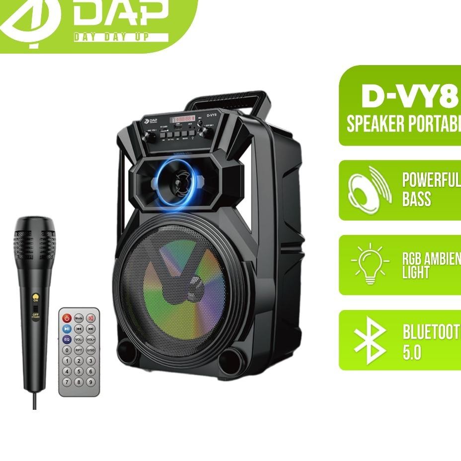 Speaker Bluetooth Karaoke 8 Inchi Free C Bass Speaker Aktif Wireless // D-Vy8